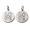 Non-Tarnish 304 Stainless Steel Charms, Laser Cut, with Jump Ring, Stainless Steel Color, Flat Round with Word Love Charm, 13.5x12x1mm, Hole: 3.6mm