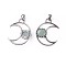 Natural Green Aventurine Pendants, with Brass Findings, Moon, Antique Silver, 38~38.5x30~31x6~7mm, Hole: 5x7mm