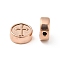 Ion Plating(IP) 304 Stainless Steel Beads, Flat Round with Cross, Rose Gold, 10.5x4.5mm, Hole: 1.6mm