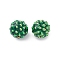 304 Stainless Steel Enamel Beads, Ion Plating(IP), Real 18K Gold Plated, Round, Green, 11.5~12.5mm, Hole: 1.6mm