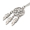 Non-Tarnish 201 Stainless Steel Pendnat Necklace with Cable Chains, Web with Feather, Stainless Steel Color, 19.61~19.65 inch(49.8~49.9cm)