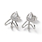 Brass Rhinestone Stud Earrings, Teaedrop, Platinum, 16.5x12mm