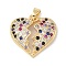 Brass Micro Pave Cubic Zirconia Pendants, Cadmium Free & Nickel Free & Lead Free, Broken Heart, Colorful
, Real 18K Gold Plated, 19.5x20x4.5mm, Hole: 5x2.5mm