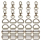 30Pcs Alloy Swivel Clasp & D-Ring & Tri-Glide Adjuster Buckles Set, for Purse Making, Antique Bronze