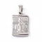 Non-Tarnish 304 Stainless Steel Pendants, Rectangle with Queen and Cross, Stainless Steel Color, 24x15x4mm, Hole: 6x5mm