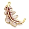 304 Stainless Steel Enamel Pendants, Feather Charm, PVD Vacuum Plating, Real 18K Gold Plated, FireBrick, 37.5x25x3mm, Hole: 2mm