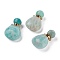 Teardrop Natural Amazonite Perfume Bottle Pendants, with 304 Stainless Steel Findings, Faceted, Golden, 26~26.5x17x8~8.5mm, Hole: 1.4mm, Capacity: about 2ml(0.06 fl. oz)