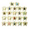 Natural & Synthetic Mixed Gemstone Pendants, Brass Butterfly Charms, Golden, Rack Plating, Cadmium Free & Lead Free, Mixed Dyed and Undyed, 41.5x45x8mm, Hole: 8x4.5mm