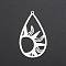 Non-Tarnish 201 Stainless Steel Pendants, Laser Cut, Teardrop with Sun, Stainless Steel Color, 45x25.5x1mm, Hole: 1.4mm