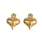 304 Stainless Steel Charms, Heart Charms, Ion Plating(IP), Real 18K Gold Plated, 10x8x3.5mm, Hole: 1mm