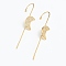 Brass Micro Pave Clear Cubic Zirconia Ear Wrap Crawler Hook Earrings, Moon, Real 18K Gold Plated, 55x9.5mm, Pin: 1mm