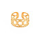 Ion Plating(IP) 304 Stainless Steel Curb Chain Shape Open Cuff Ring for Women, Nickel Free, Real 18K Gold Plated, US Size 10 1/2(20.1mm)