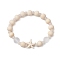 Synthetic Turquoise & Wood & Glass Beaded Stretch Bracelets for Boys Girls, Starfish, Inner Diameter: 1-3/4 inch(4.5cm), Starfish: 14~15x14~15mm