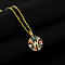Brass Pave Colorful Cubic Zirconia Initial Ring Pendant Necklaces, 304 Stainless Steel Cable Chain Necklaces, Golden, Letter W, 17.72 inch(45cm)