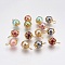 Glass beads Pendants, with Iron Finding, Round, Mixed Color, Golden, 16.5~17x10mm, Hole: 2x3mm, 300pc/bag