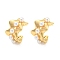 Rack Plating Brass Wave Cuff Earrings with Plastic Pearl, Long-Lasting Plated, Lead Free & Cadmium Free, Real 18K Gold Plated, 12.5x17x11mm