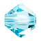 Preciosa® Crystal Beads, Czech Crystal, Bicone(451 69 302 Rondelle), 60010 Aqua Bohemica, 5mm, Hole: 1mm