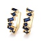 Cubic Zirconia Star Cuff Earrings, Real 18K Gold Plated Brass Jewelry for Non Piercing, Lead Free & Cadmium Free, Blue, 16x13x5mm, Inner Diameter: 9mm