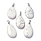 Natural Howlite Pendants, with Brass Finding, Teardrop, 35x20x7.5~9mm, Hole: 4x3.5mm