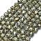 Natural Dalmatian Jasper Beads Strands, with Seed Beads, Faceted Table Cut Cube, 8~9.3x8~9.3x8~9.3mm, Hole: 0.6mm, about 38pcs/strand, 15.35''(39cm)