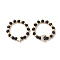 Glass Stretch Rings with Golden Plated Star & Moon Brass Beads, Black, 3.5mm, Inner Diameter: US Size 8 1/2(18.5mm)