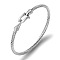 Unisex Stainless Steel Wire Rope Bangles with Hook Clasps, Stainless Steel Color, show in picture