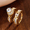 Brass Micro Pave Cubic Zirconia Finger Rings, Golden, US Size 7(17.3mm)