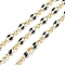 Enamel Oval Link Chains, with Real 18K Gold Plated Brass Findings, Soldered, with Spool, Black, 4x7x1mm