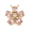 Rack Plating Brass Micro Pave Cubic Zirconia Pendants, Flower Charms, Cadmium Free & Lead Free, Long-Lasting Plated, Real 18K Gold Plated, 16x15x6mm, Hole: 1.2mm
