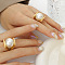 304 Stainless Steel & Imitation Pearl Finger Rings, for Women, Golden, US Size 8(18.1mm)