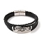 Braided Microfiber Leather Multi-strand Bracelets, 304 Stainless Steel & Black Glass Bracelets for Men, Compass, 8-5/8x1 inch(22x2.5cm)