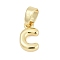 Brass Charms, Letter, Cadmium Free & Lead Free, Long-Lasting Plated, Rack Plating, Letter C, 9.5x6x2.5mm, Hole: 3x5mm
