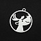 Non-Tarnish Christmas 201 Stainless Steel Pendants, Laser Cut, Ring with Elk Christmas Reindeer/Stag, Stainless Steel Color, 22x20x1mm, Hole: 1.6mm