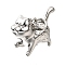 Brass Pendants, with Jump Ring, Cadmium Free & Nickel Free & Lead Free, Dog, Platinum, 15.5x20x7.5mm, Hole: 3.5mm