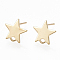 Brass Stud Earring Findings, Cadmium Free & Nickel Free & Lead Free, with Loop and Flat Plate, Star, Real 18K Gold Plated, 11x11.5mm, Hole: 1.2mm, Pin: 0.7mm