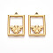 304 Stainless Steel Pendants, Ion Plating(IP), Rectangle with Bee Charms, Real 18K Gold Plated, 29.5x20.5x3mm, Hole: 1.8mm
