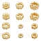12Pcs 6 Style Brass Micro Pave Cubic Zirconia Spacer Beads, Flat Round, Golden, 4~9x3~4mm, Hole: 1~4mm, 2pcs/style