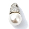 Rack Plating Brass Pave Clear Cubic Zirconia Beads, with Plastic Imitation Pearl  Beads, Long-Lasting Plated, Lead Free & Cadmium Free, Round, Platinum, 25x13.5mm, Hole: 2.5mm