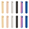 12Pcs 6 Styles 304 Stainless Steel Pendants, Rectangle/Bar Charm, Mixed Color, 39.5x5x5mm, hole: 3.8mm, 2pc/style