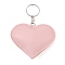 PU Leather Keychain, with Metal Findings, Heart, Pink, 9.7cm