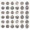 60Pcs 12 Styles Hollow Tibetan Style Alloy European Beads, Large Hole Beads, Rondelle, Antique Silver, 9.5~11x8~10mm, Hole: 5~6mm, 5pcs/style