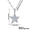 Elegant and Stylish Brass Sparkling Clear Cubic Zirconia Star Pendant Necklaces for Women, Platinum, 15.75 inch(40cm)