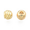 Brass Beads, Nickel Free, Textured, Round, Real 18K Gold Plated, 5x4mm, Hole: 1.8mm