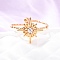 304 Stainless Steel Rhinestone Cuff Rings, Star, Golden, 13x13mm, Inner Diameter: 18mm