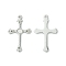 Tarnish Resistant 304 Stainless Steel Pendant Cabochon Settings and Rhinestone Settings, Cross, Stainless Steel Color, Tray: 3mm, Fit for 1.4mm Rhinestone, 28.5x17x1.4mm, Hole: 1.4mm
