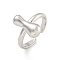 Brass Letter Open Cuff Rings for Women, Cadmium Free & Lead Free, Adjustable, Platinum, Letter I, 15~16.5x7~16.5mm