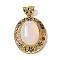 Natural White Agate Oval Pendants, Brass Colorful Enamel Charms, Real 18K Gold Plated, Rack Plating, Long-Lasting Plated, Lead Free & Cadmium Free, 39x32x14mm, Hole: 5x7mm
