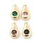 Brass Glass Pendants, Teardrop Charms, Real 18K Gold Plated, 11x6x3.5mm, Hole: 3.5x1.5mm