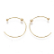 Brass Stud Earrings, Half Hoop Earrings, Nickel Free, Real 18K Gold Plated, 24x22mm, Pin: 0.7mm