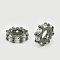 Brass Cubic Zirconia European Beads, Rondelle, Gunmetal, 8x3mm, Hole: 4mm